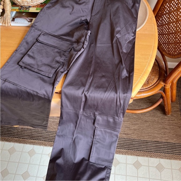 Zara Rich Chocolate Brown High-Rise Cargo Pants | Pockets | 6 | Satin - Picture 6 of 13